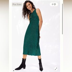 NWT Anthropologie Maeve Adrienne twist back velvet midi dress emerald green lg